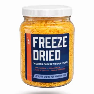 Freeze-Dried Cheddar Cheese Topper (2lb. Value Pack) 100% Natural, Human-Grade Dog Treats, Single-Ingredient USA-Made Training Bites