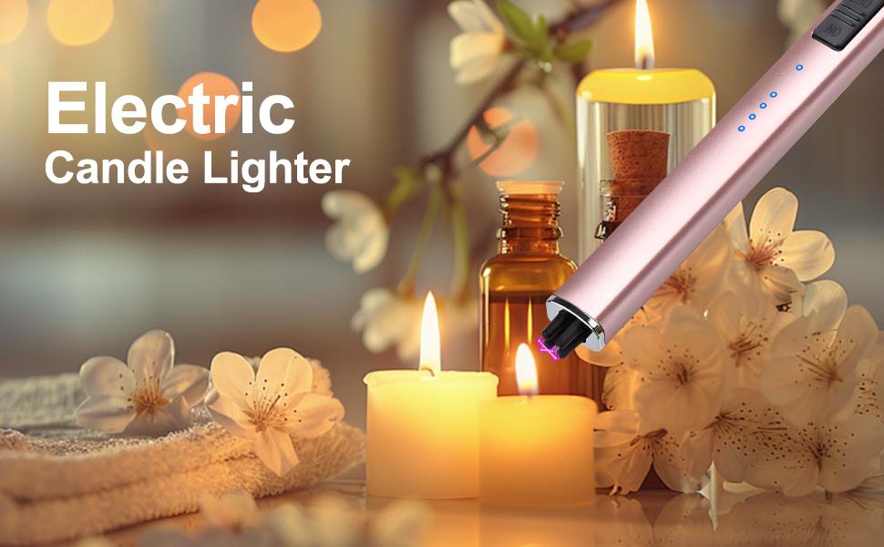 Stocking Stuffers for Women Men Adults: Electric Candle Lighter Rechargeable USB Christmas Birthday Gifts Windproof Flameless Dual Arc Camping Kitchen Lighters for Candle Safety Lock Gift for Mom