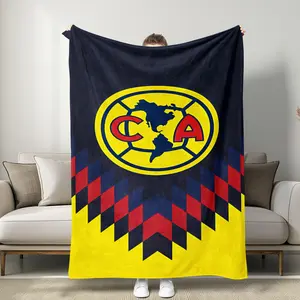 Mexico America Football Club Colorblock Geometric Fan Blanket Classic Blue C.a. Team Logo Soft Skin - Friendly Flannel Throw Blanket