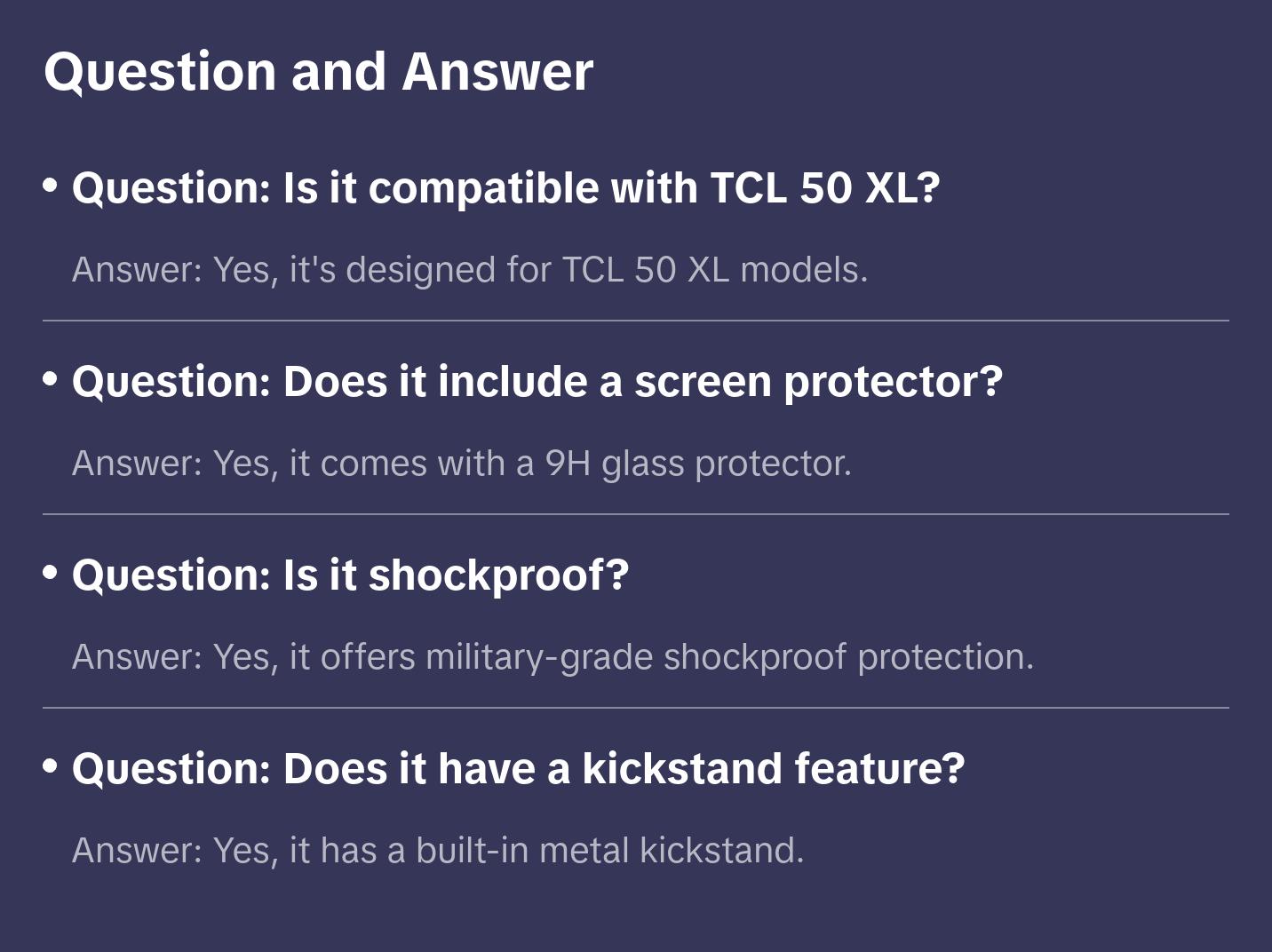 TCL 50 XL 5G Phone Case with Tempered Glass Screen Protector, Military Grade Heavy Duty Shockproof Protective Cover, Ring Kickstand for TCL 50 XL (Purple)