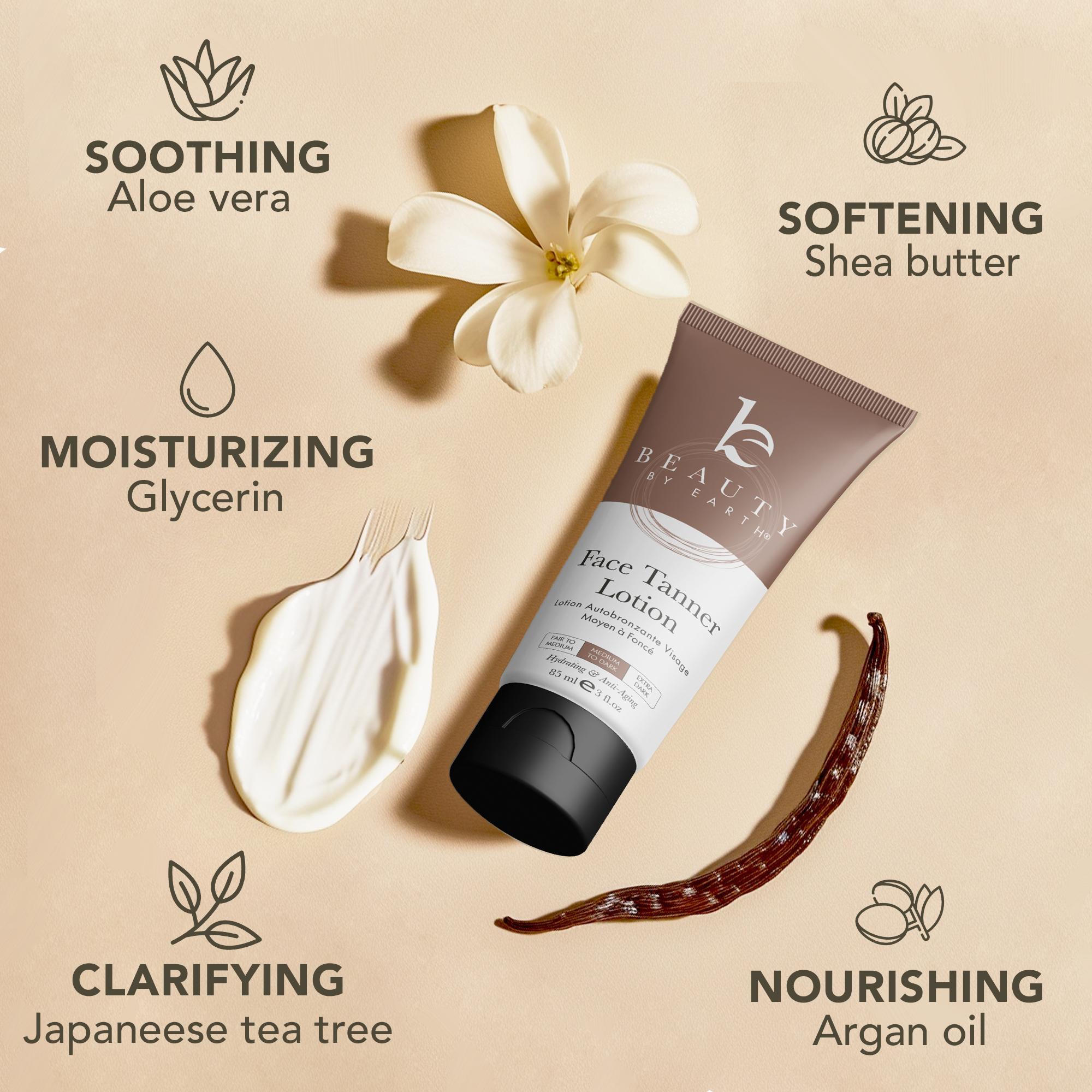 Beauty by Earth Face Self Tanner - Gradual Face Tan Non-Sticky Streak-Free Non Comedogenic Cruelty-Free Sunless Safe Bronze Tanning for All Skin Types