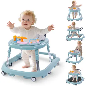 Baby Walker,Foldable, 9-Speed, Height-Adjustable Baby Walker, Wheeled Waby Walker, Infant Walker with Music Disc, Anti-fall Baby Walker, and Children's Activity Center with Foot Pads (suitable for boys and girls aged 6 to 24 months)