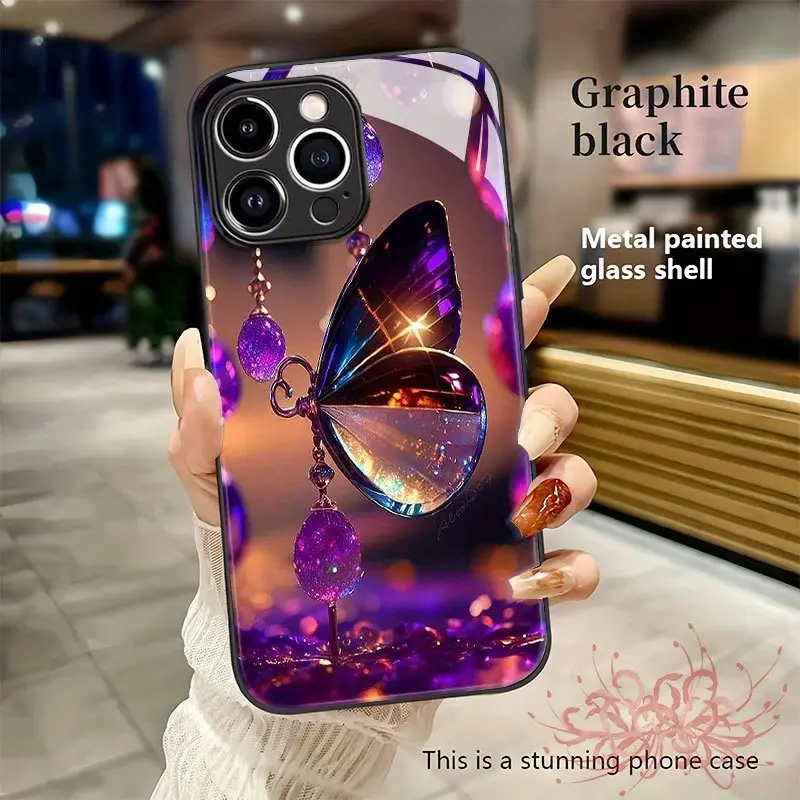 Glitter Holographic Butterfly TPU Casing - Shockproof for Daily Drops Protective Cover for iPhone 11 Pro,13,14,15,16, Ideal for Gifting Friends, Cellphone Accessories