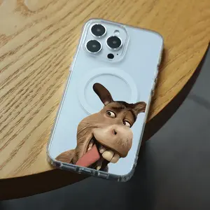 Shrek’s Donkey Character Clear Magnetic Phone Case, Fingerprint - Resistant & Stable Magnetism, Compatible with iPhone 16 Pro/15 Pro Max/12 Mini