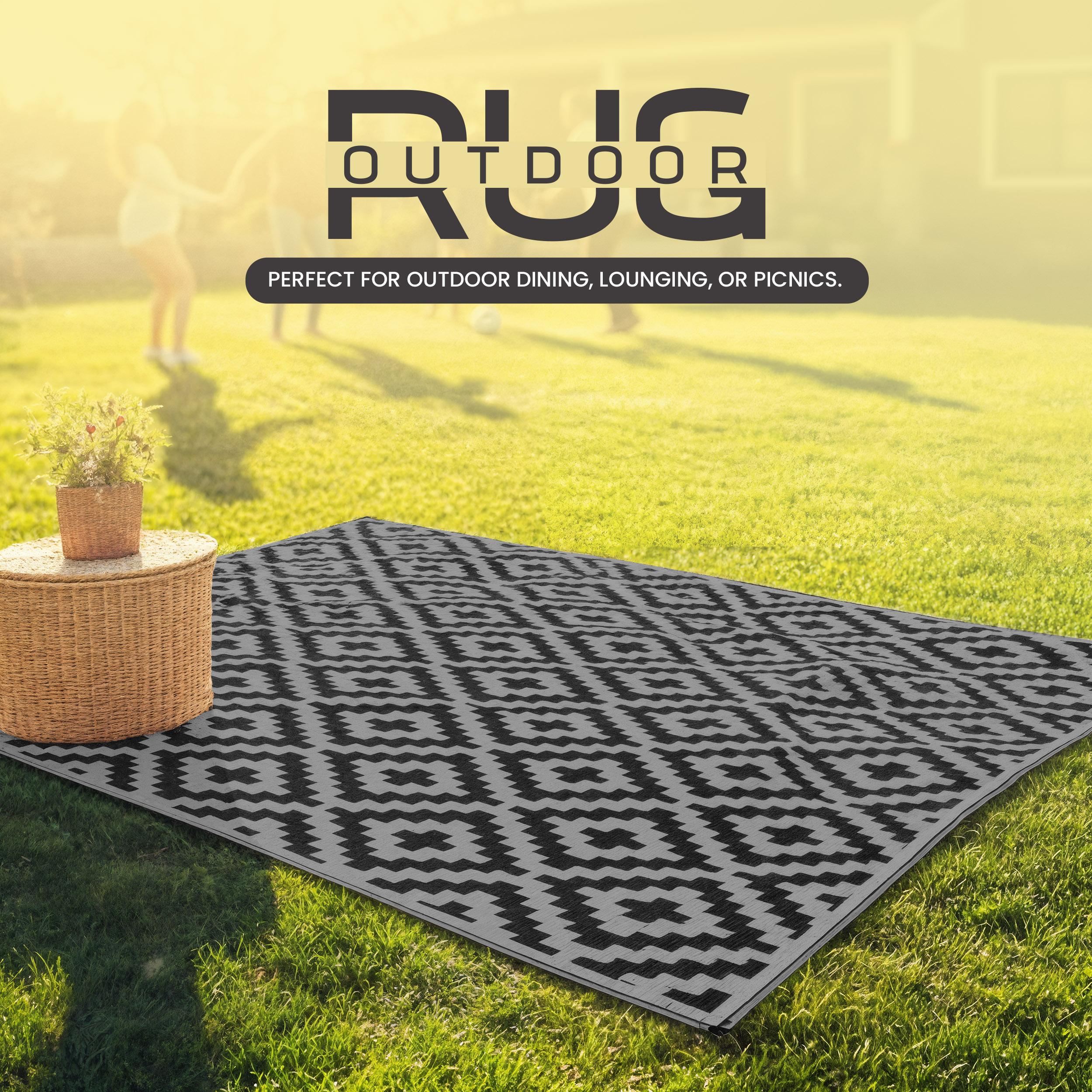 Utopia Home Waterproof Outdoor Rug – Reversible Plastic Straw Patio Rugs for Camping, RV, Deck, Balcony & Under Awning – Available in Diamond Black & Brown (9x12 ft, 6x9 ft), (9x12 ft, 6x9 ft), (9x12 ft, 6x9 ft)
