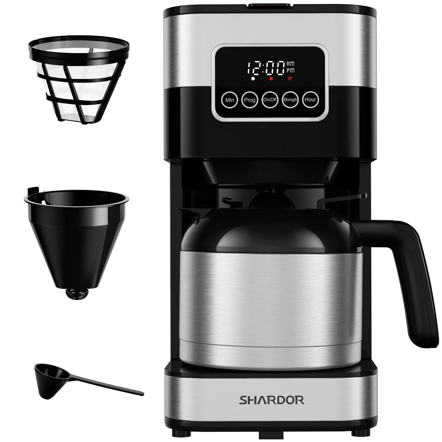 SHARDOR 10-Cup Drip Coffee Maker with Touch-Screen Programmable, Stainless Steel Brew Coffee Machine, Pause & Serve, Regular & Strong Coffee Brewer, Black SHARDOR 10-Cup Drip Coffee Maker with Touch-Screen Programmable, Stainless Steel Brew Coffee Machine, Pause & Serve, Regular & Strong Coffee Brewer, Black