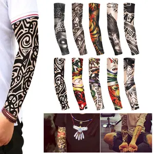 10Pcs Tattoos Arm Sleeves - Outdoor Sun UV Protection Cover,Temporary Tattoo Cooling Arm Sleeves for Men Women for Running,Cycling,Fishing,Basketball