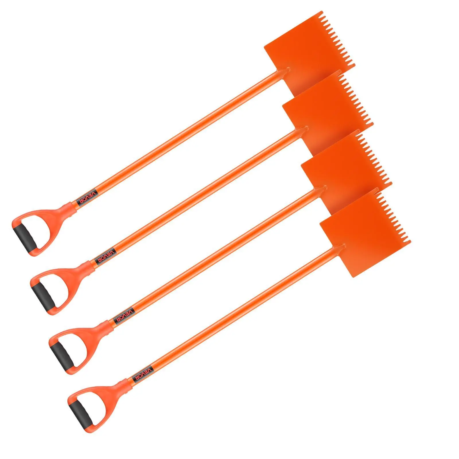 【SummerFinds】VEVOR Shingle Shovel 4 Pack, D-Grip Handle Shingle Roof Ripper, High Hardness 45# Steel & Lightweight Easy Tearing Off Roofing & Nails Tool, ideal for Commercial and Residential Use,Orange