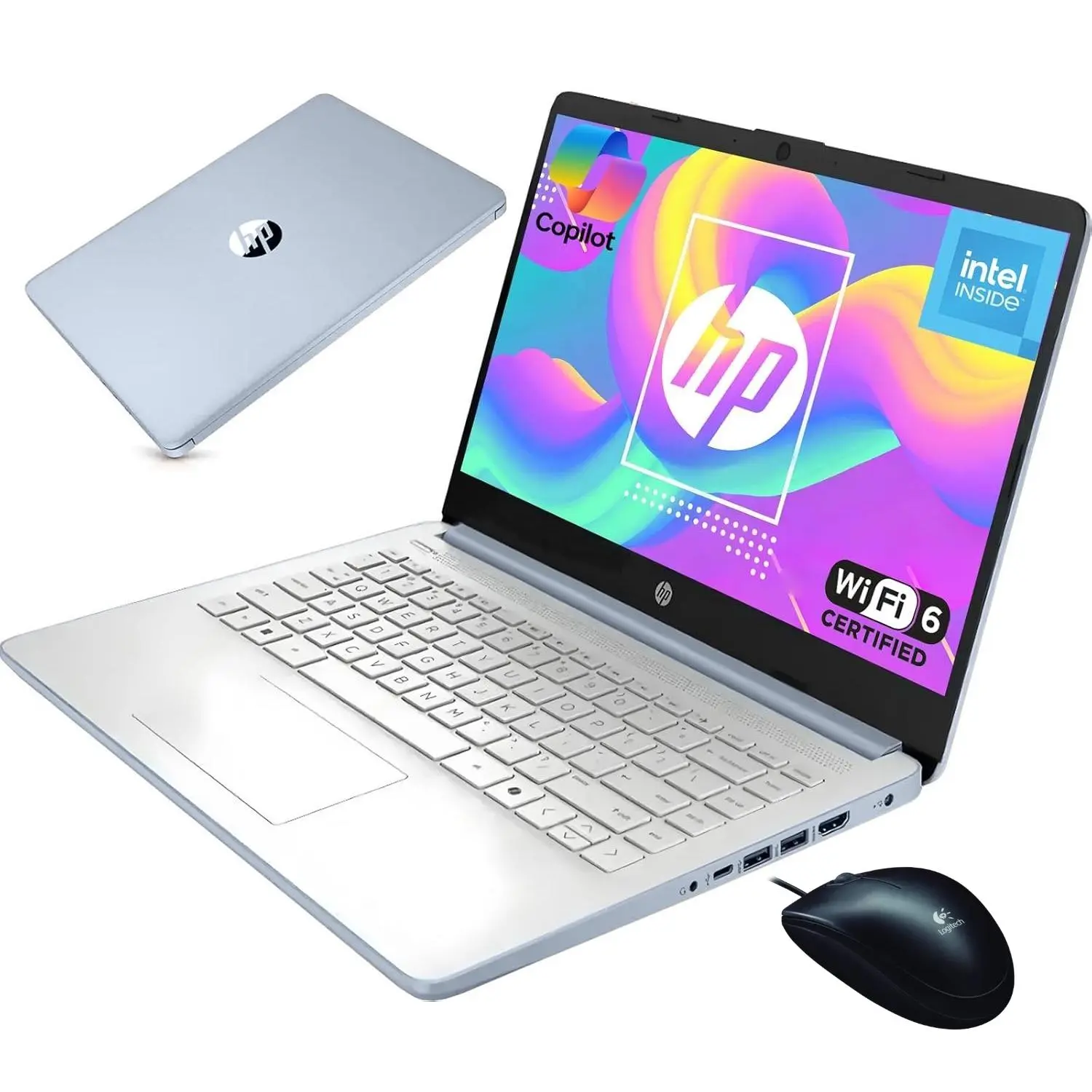 HP 14 Inch Laptop for Students and Business, Intel Quad-Core Processor N150 ,DDR5 Up to 16GB RAM, 384GB Storage（128GB+256GB SD Card), Long Battery Life, UHD Graphics, Win 11 P