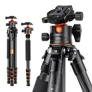 K&F CONCEPT 62" Carbon Fiber Camera Tripod,Portable Compact Tripods with Detachable Monopod,360° Metal Ball Head 33lbs Load Capacity with Quick Release Plate for Travel and Work A255C2+BH-35L