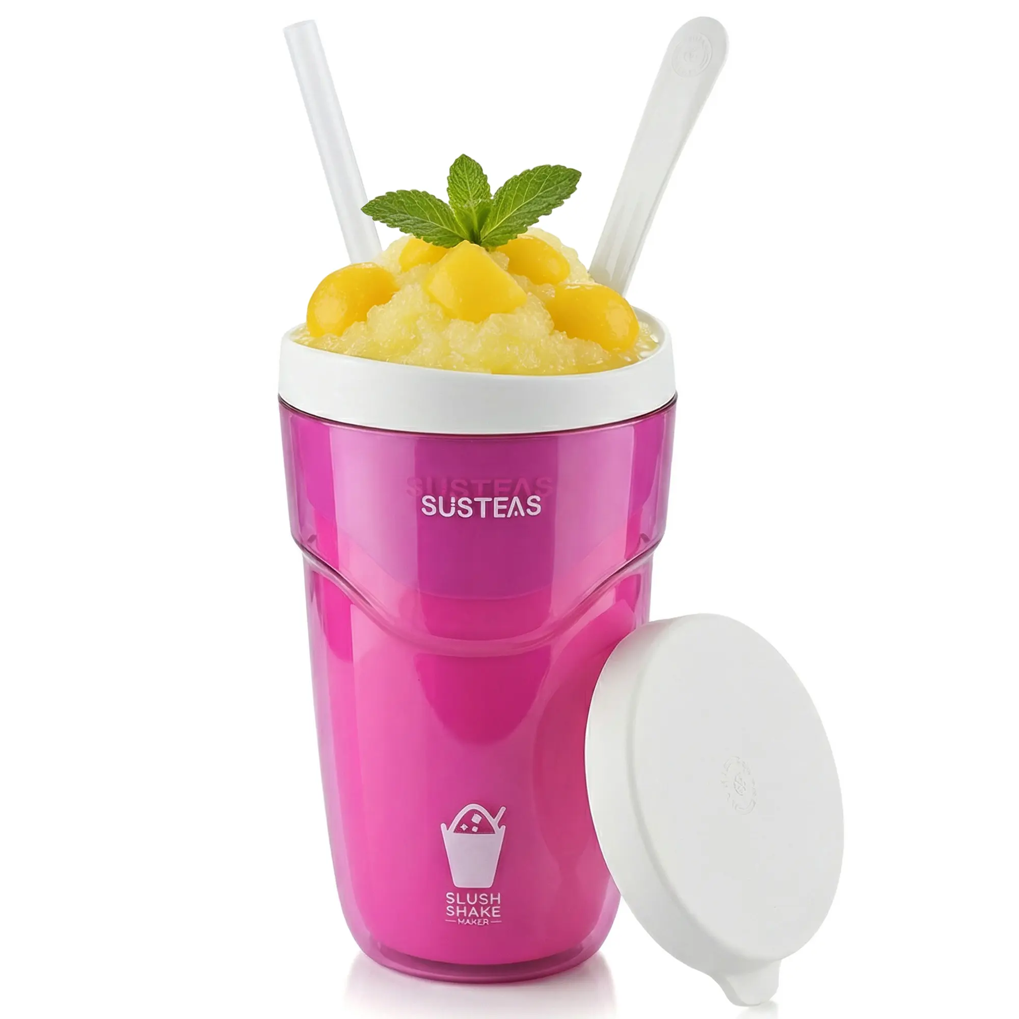 SUSTEAS Magic Slush Cup - Make frozen drinks in 15min! Double-walled 240ml tumbler with spoon & straw. Perfect for shakes, slushies & cocktails. Portable & easy.,summerwins