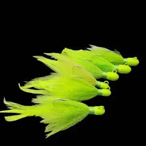 Green custom bucktail jig for saltwater fishing