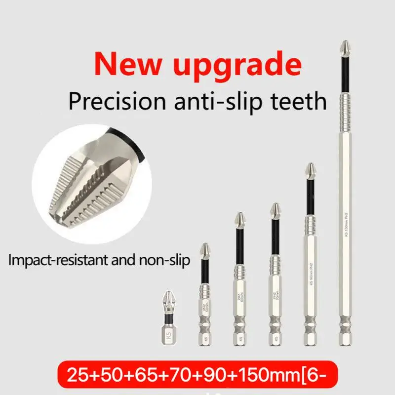 6-Pack Titanium Alloy Impact Screwdriver Set - High Magnetic, Non-Slip Cross Head, Precision Hand Tools for Hardware Applications, High Magnetic Screwdriver