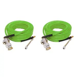 Torque 2PCS Heavy Duty Truck Tire Inflator Kit, Including 3/8" x 50 ft Air Hose, Universal GladHand & Dual Foot Chuck, Glad Hand Air Hose Kit, 300 PSI (2 x TR63051G)