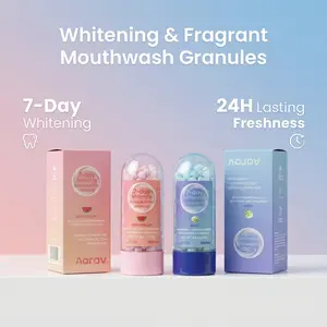 Aarav Waterless Foaming Tablets. The pocket-sized oral care breakthrough. Just pop one in after lunch or before a date—it instantly foams with no water needed to dissolve residue, fight plaque, and give you fresh breath. Always be ready.