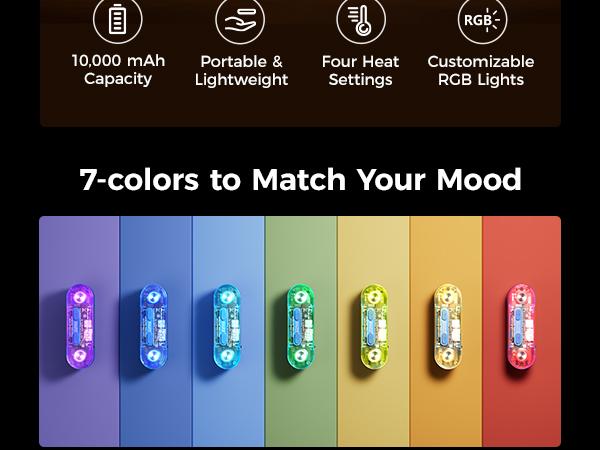 Ocoopa Rechargeable Hand Warmers 2-Pack (MagTwins UT2s) - Magnetic Electric Rechargeable Travel Warmers, 4-Level Adjustable Heating, 136℉ Max, 10000mAh USB-C Portable Charger, LED, for Raynauds, Outdoor Camping & Hiking