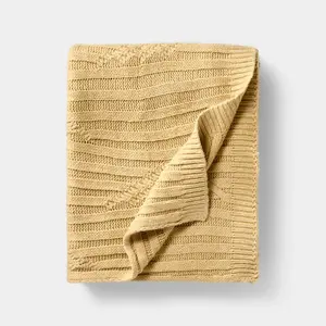 Tan Cable Rib Throw - 50 x 60" - Threshold designed with Studio McGee