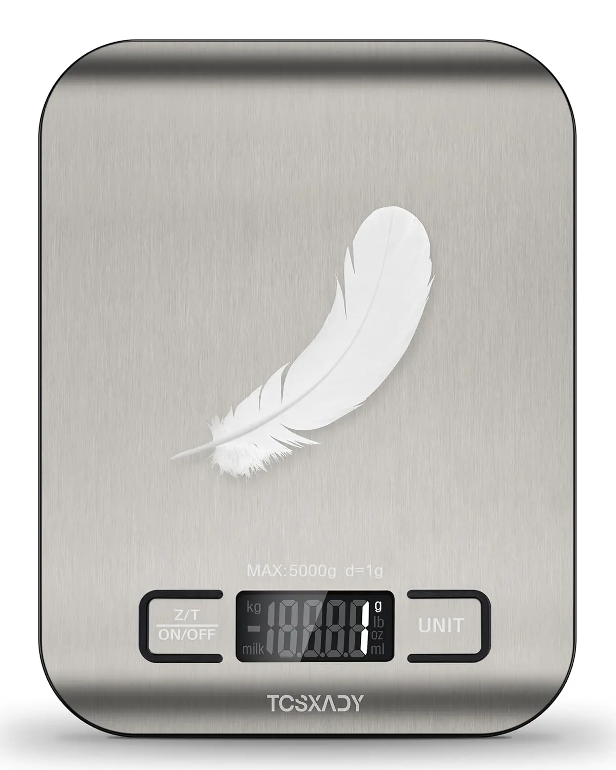 11lb Digital Kitchen Food Scale with LCD Display, 6 Units Measurement and Tare Function, Compact 304 Stainless Steel Cooking Scale for Baking, Healthy Cooking, Meal Prep, Coffee, Portion Control, High Precision Easy Clean Kitchen Scale