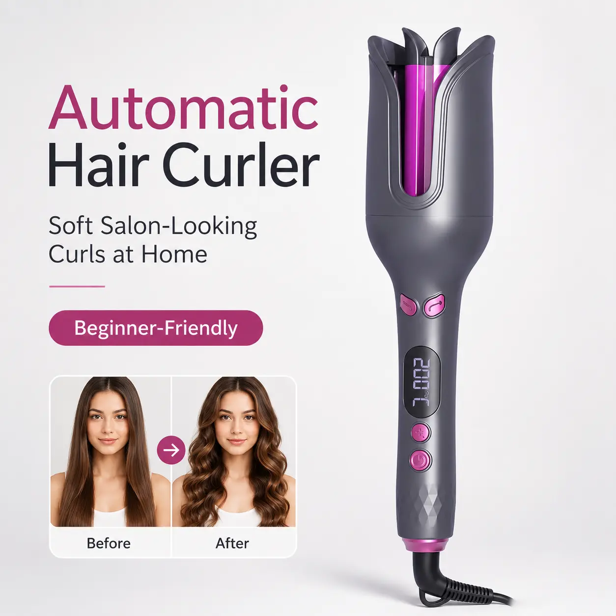 32mm Automatic Curling iron, Ionic Anti-Frizz Technology, 4 Heat Levels for Fast Salon-Quality Hair at Home Curly Hair Tool Hair Styler Hair Styling Irons Smooth