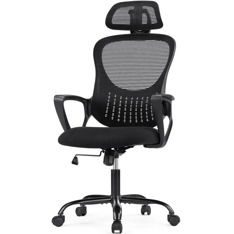 Sweetcrispy Modern High-Back Ergonomic Mesh Office Gaming Chair - 107-144° Rocking, Cool Mesh Seat, Adjustable Headrest & Lumbar Support, Flip-Up Armrests, Adjustable Height, 250lbs Weight Limit, Space-Saving Computer Desk Chair, Assembly Required