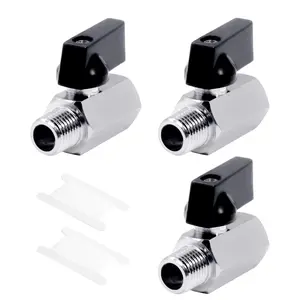 3Pack Brass 1/4" Mini Ball Valve,Female x Male NPT Thread Shut-Off Valve (With 2Pcs Paper Tape) - Home Improvement.