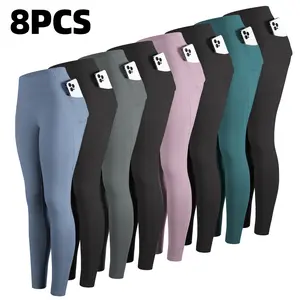 CHRLEISURE 3/5/6/7/8PCS High Waisted Pockets Leggings Soft Buttery Leggings  Workout Yoga Pants Workout Set For Women runner gym