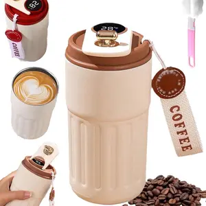 316 Stainless Steel Travel Mug with Temperature Display, 15oz Insulated Coffee Tumbler, Portable Leak Proof Vacuum Insulated Water Bottle,Thermal Coffee Cup,Keep Drinks Hot or Cold for Hours (Coffee)