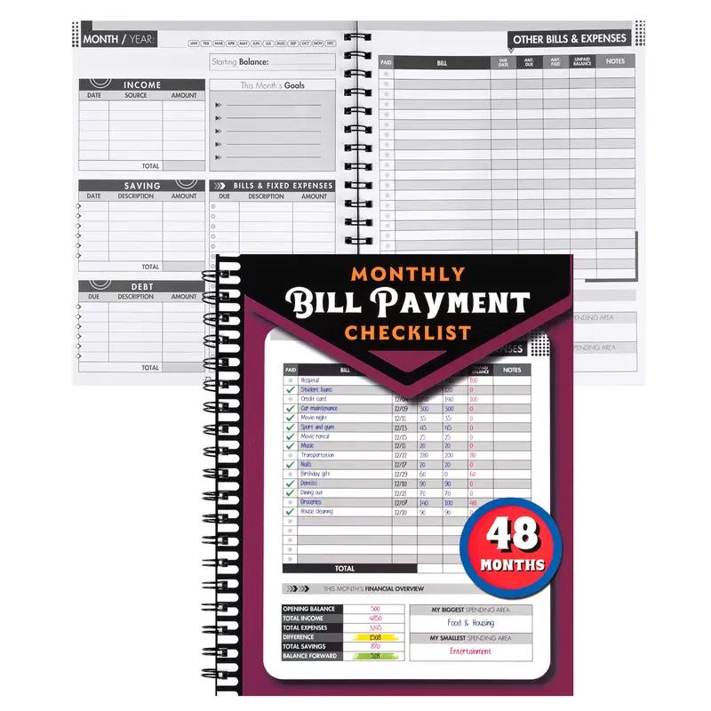 Bill Payment Tracker - Paperback 960 record for 4 years, Bank Account Tracking, Debt Payoff Planning & Expense Tracking - Durable Bound Notebook for Monthly Financial Overview & Budgeting daily planner