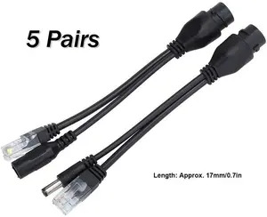 5 Pairs Passive Power over Ethernet PoE Kit Injector & Splitter Set for IP Camera Router Modem Switch 50V 30-40M Transmission Range Universal Brand Compatibility