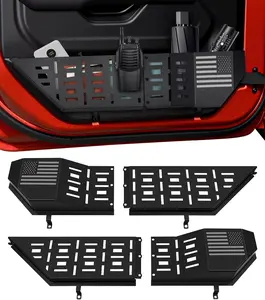 Front door storage box accessory for Jeep Wrangler JL/JLU 4xe (2018–2025) and Gladiator JT (2020–2025), 2-piece metal door pocket organizer, compatible with manual seats (black).