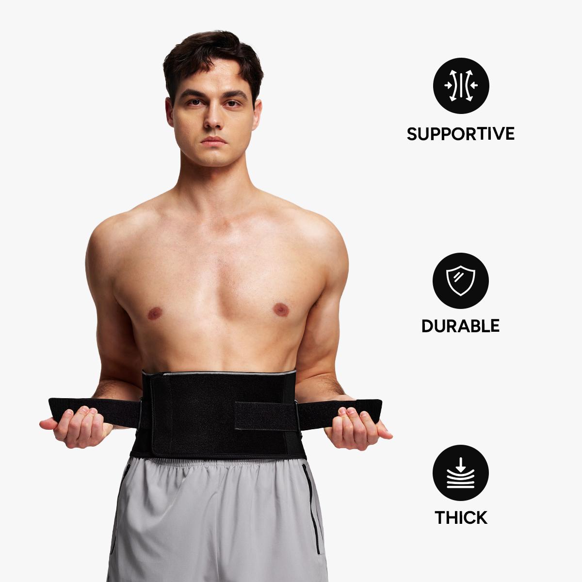 Nebility Men’s Adjustable Dual Velcro Lumbar Support Belt, V-Shaped Back Brace for Strong Support and Improve Posture, Breathable & Comfortable for Sports and Daily Use