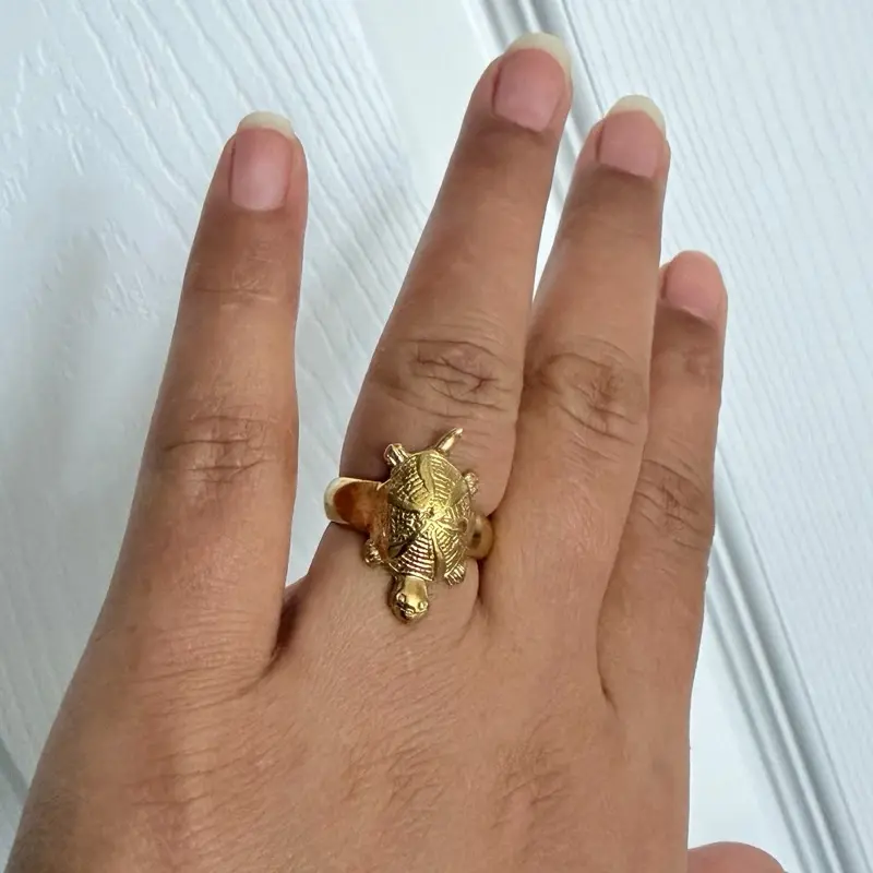 Panchadhatu Animal Design Ring for Men Women, Antitarnish Plated Finish for Daily Wear, Sizes 7/7.5/8, Geometric Rings, Tortoise Ring