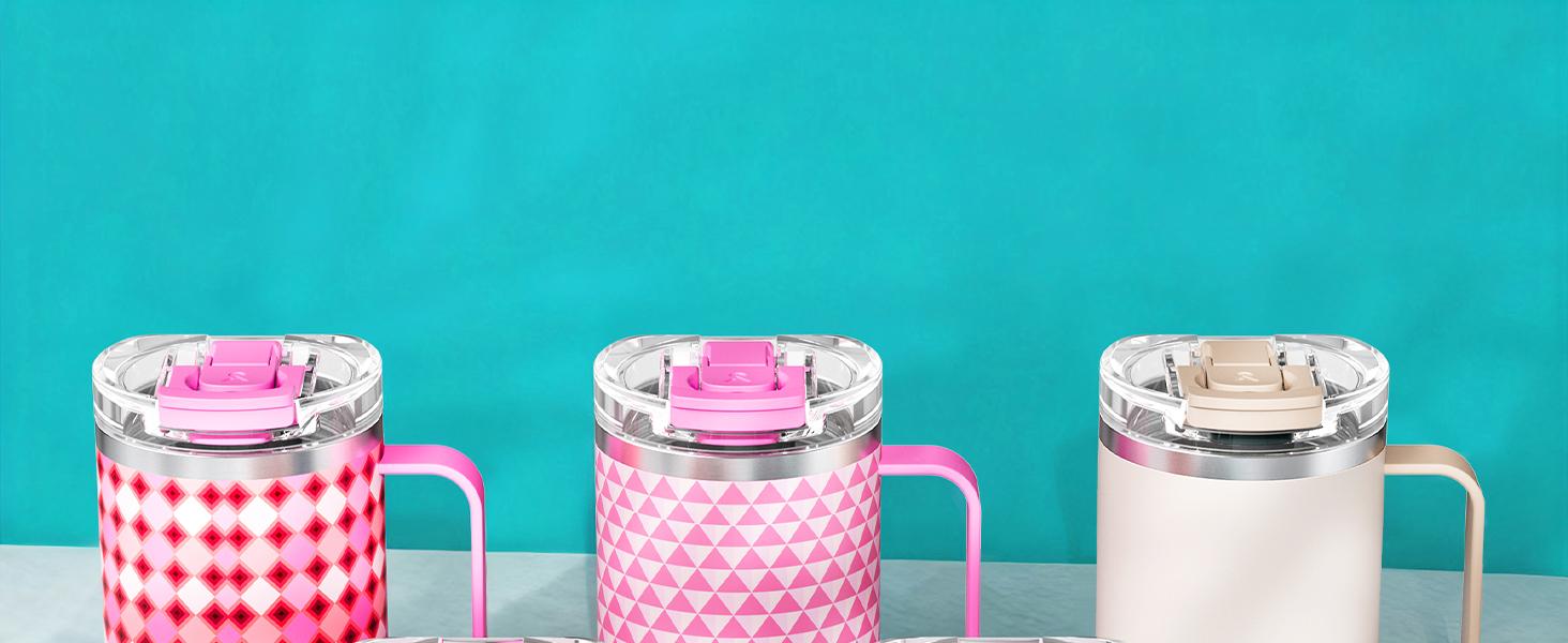 Meoky 14oz Insulated Coffee Mug:Stainless steel body with Tritan lid, double-walled vacuum cup,hot water mug suitable for indoor and office use