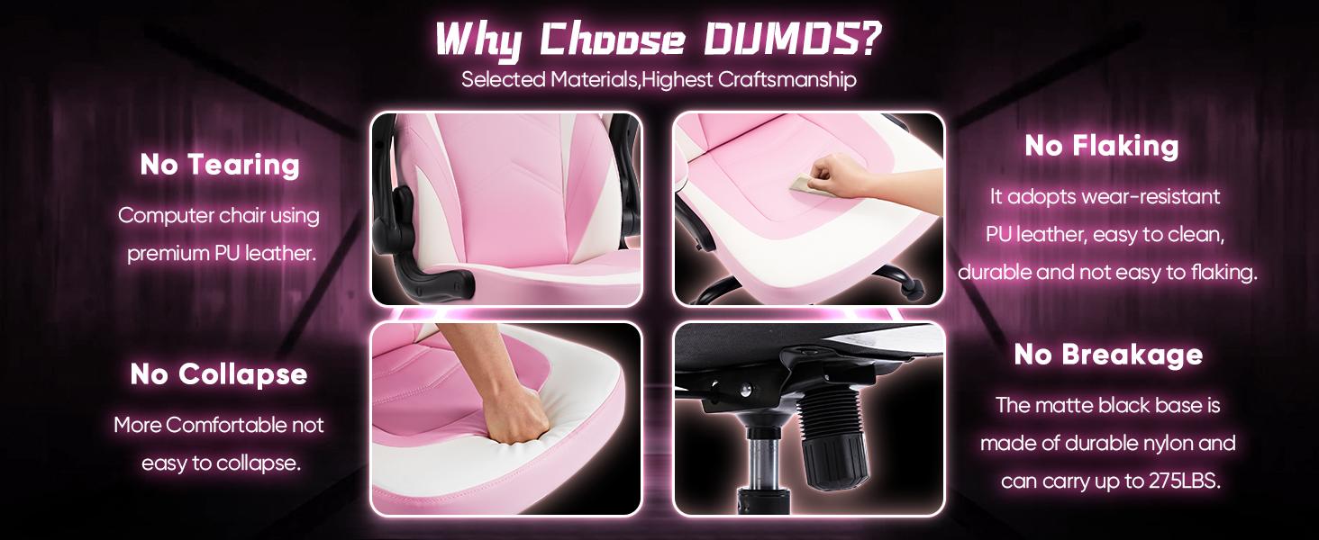 Gaming Chair, Office Chair High Back Computer Chair with PU Leather and Flip-up Armrest, Adjustable Swivel