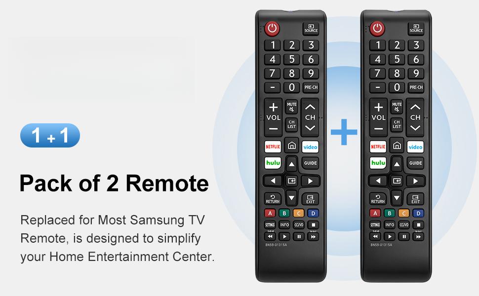 2-Pack Universal Infrared Remote Control Accessories for Samsung TVs - Button Control, Compatible with Smart, LED, LCD, HDTV & 3D Models (2 Remotes Set), Two Remotes