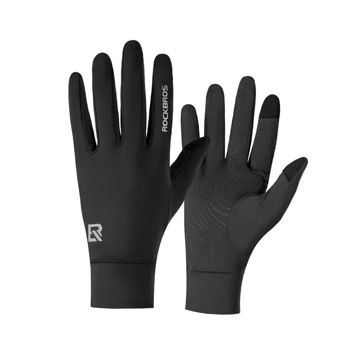 RockBros Winter Cycling Gloves - Windproof, Touch Screen Compatible, Non-Slip, Fleece-Lined for Cold Weather Sports, Size S, Biking
