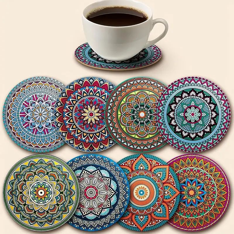8-piece bowl mat, insulated cotton rope woven placemat, clay pot mat, dining table, thick insulated mat, circular cotton thread woven coaster