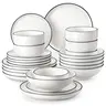 MALACASA Plates and Bowls Sets,12/16/18/24 Pieces Porcelain Dinnerware Sets, Heat Resistant Ceramic Tableware Service for 4/6,Cutlery Series LUNA Microwave Safe Dishwasher Safe TikTokShopBlackFriday