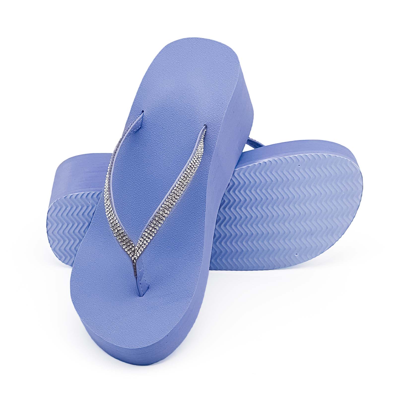 Lumubby Sparkly Rhinestone Wedge Heel Thong Sandals 8cm Platform Flip Flops Comfortable Casual Shoes for Summer Women's Y2K Inspired White Sandals