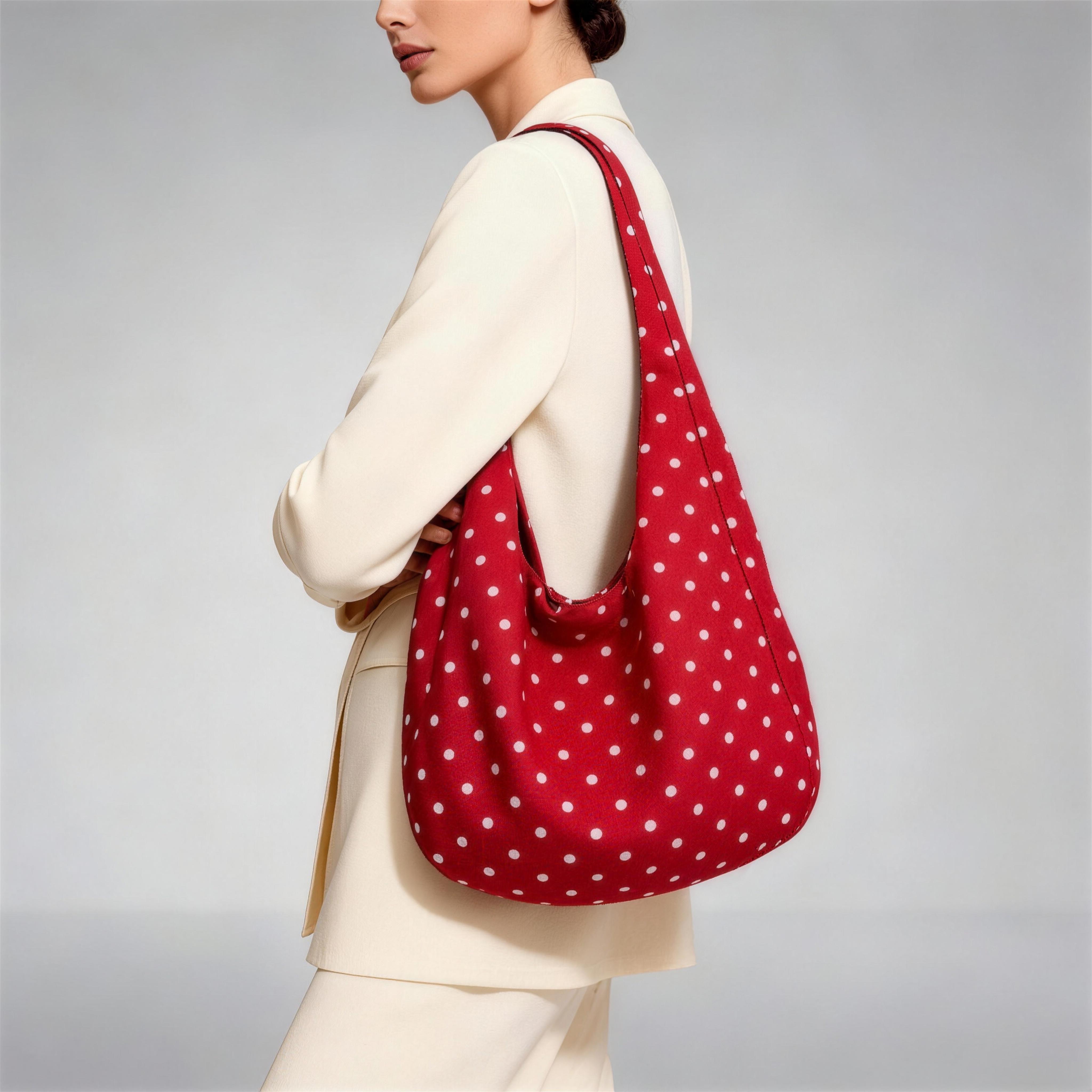 Slouchy Shoulder Bag Polka Dot Hobo Tote Bag for Women Y2K Knot 90s Lightweight Retro Handbag Purse Daily Travel Shopping