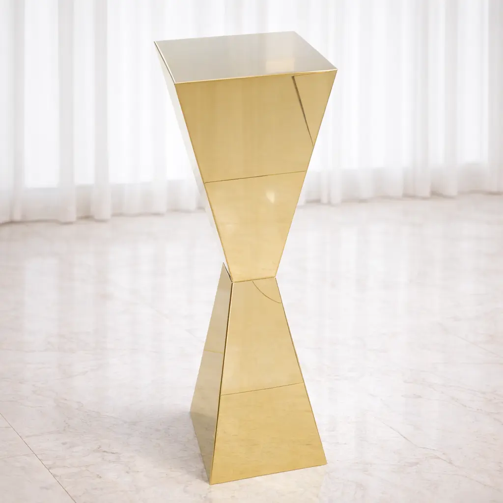 SET OF 2 39.4" Tall Mirror Finish Metal Pedestal Stands Stainless Steel Column for Centerpieces Flower Decor Outdoor Indoor Use - Plants