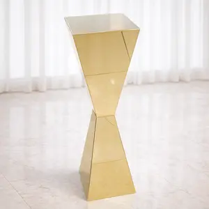 SET OF 2 39.4" Tall Mirror Finish Metal Pedestal Stands Stainless Steel Column for Centerpieces Flower Decor Outdoor Indoor Use - Plants