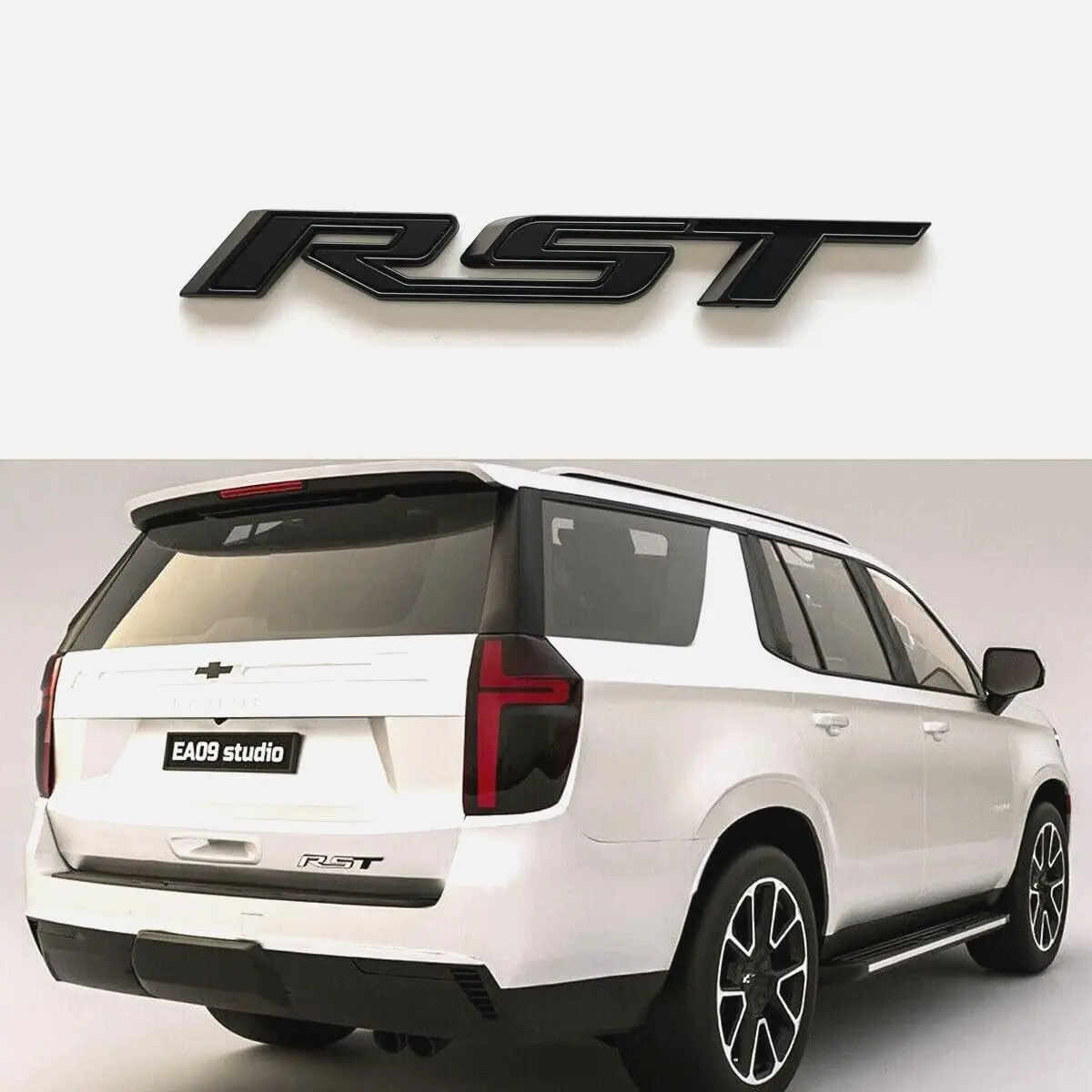 1-Piece Matte Black RST Letter Tailgate Emblem Badge Sticker Insert, 2019-2021 Replacement for Silverado 1500, Tahoe, Yukon 4x4 SUVs, Silverado 1500 Accessories, Car Exterior Accessory, One-Piece