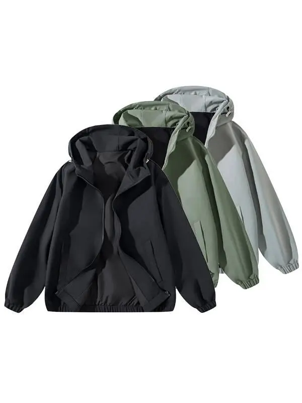 Women's Water-Resistant Windproof Jacket , Lightweight Softshell Long-Sleeve Lady's Coat with Adjustable Hood, Elastic Cuff, Comfortable Casual Windbreaker ﻿