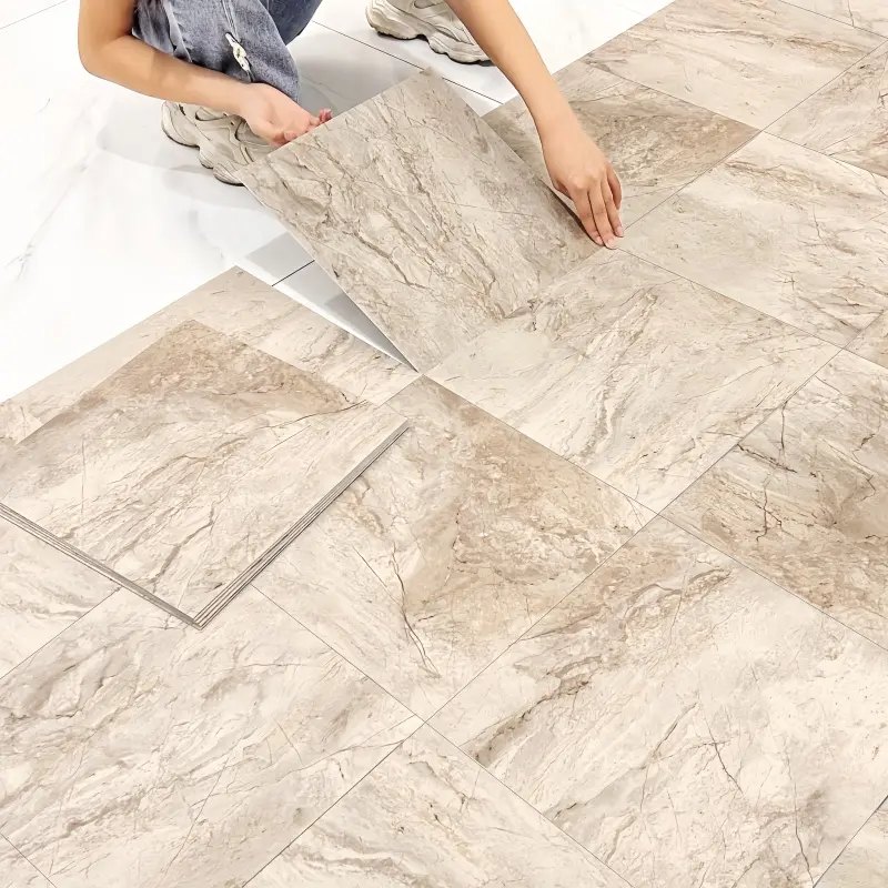 24pcs Matte Marble Texture Peel-and-Stick Floor Stickers, Thick Durable, Water-Resistant, Non-Slip, Oil-Resistant, Easy Install, Easy to Remove, Self-Adhesive for Bathrooms, Rental Properties, Home Improvement, Peel And Stick Floor Tile Bathroom, Resident