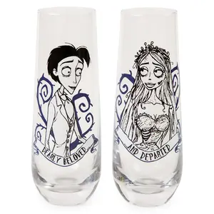Tim Burton's Corpse Bride "Dearly Beloved" Stemless Fluted Glassware | Set of 2