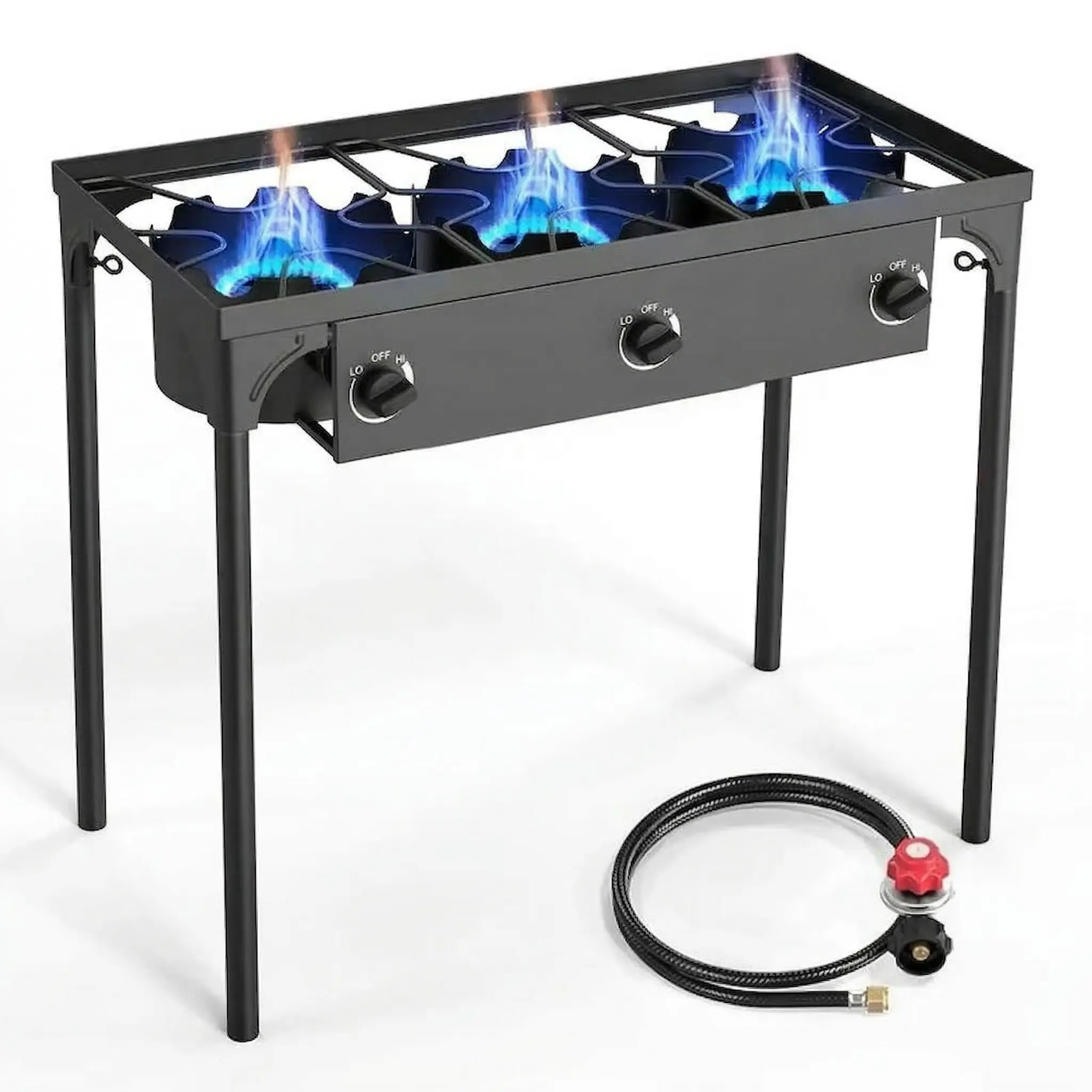 Portable High-Pressure Gas Burner Stove - Portable Kitchen with Detachable Legs, Removable Support, Precise Independent Temperature Control, Cook Multiple Dishes at Once, Camp Kitchen Supply for Outdoor Camping & Hiking