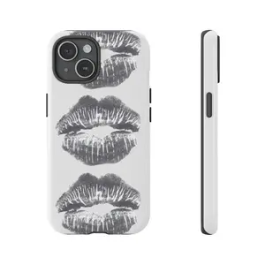Trendy Y2K Kiss Tough Phone Case, Aesthetic Cool Graphic Phone Cover, Gift, Protective Case