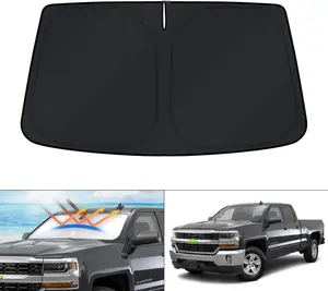 Canvcle Windshield Sun Shade for 1999-2025 Chevrolet Silverado 1500 Accessories Truck Extended Cab Sun Visor Protector Foldable Blocks 99% UV Rays Keep Car Cooler