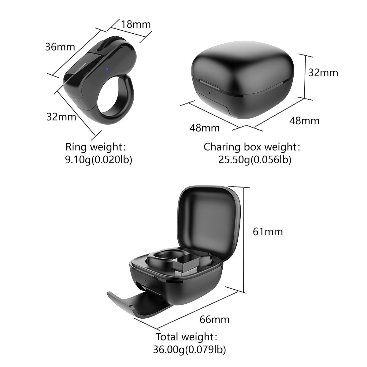 Bluetooth+2.4G Remote Control Scrolling Finger Ring Air Mouse with Touchpad for TikTok, Wireless Clicker, Video Scroller, Page Turn for Kindle APP, Presenter Remote, Selfie, Rechargeable, Remote Mice for Android iOS & PC Laptop Mac Tablet Computer Black